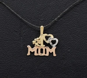 (MA5) 14k Two Tone Gold #1 MOM Charm Pendant 0.3 Grams 1/2"X1/2" - Picture 1 of 7