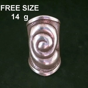 FINE SILVER RINGS SOLID HANDCRAFT FREE SIZE 14g VINTAGE TRIBAL SPIRAL R23812 - Picture 1 of 8