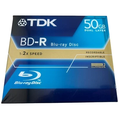 TDK BD-R 50GB Blu-ray Disc Dual Layer 1–2x Speed – New Sealed Durabis2 - Image 1 of 2