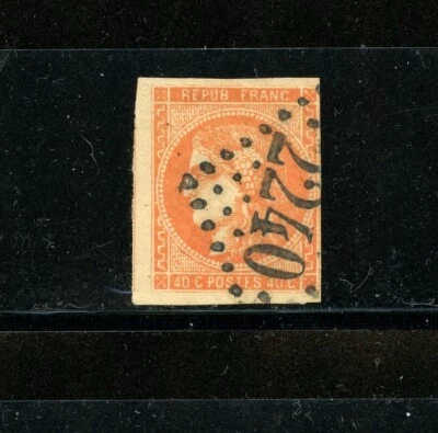 KMC4076-France #7 (F974) Ceres 1850 40c orange on yellowish, U, FVF, CV$360.00 - Image 1 of 2