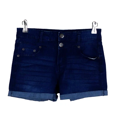 Aeropostale Shorty High Rise hot pant shorts women size 6 cuffed dark wash denim - Image 1 of 4