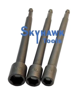 3 Pc. 1/4 5/16 3/8 x 6" Long Magnetic Nut Setter Driver Quick Release/Change Set - Picture 1 of 1