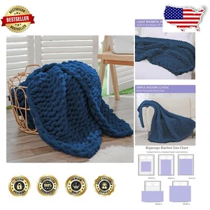 Cozy Hand Knitted 40x40'' Chunky Chenille Throw Blanket - Ideal for All Seasons - Picture 1 of 10