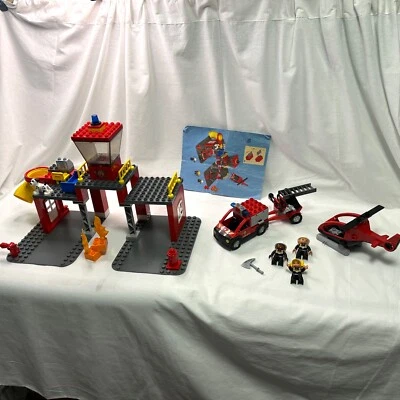 Lego Duplo FIRE STATION Vehicles 3 Figures / Firefighters Building No box #5601 - Image 1 of 4