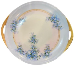Carl Tielsch Altwasser Schlesien 11" Teller blaues Band Goldrand blau floral 1943-48 - Bild 1 von 7