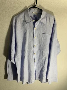 Tommy Bahama Relax Hemd Herren XL Blau Leinen Knopfleiste Langarm Coastal Beachy - Bild 1 von 6