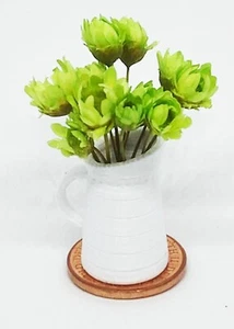 Dolls House Green Plastic Flowers Loose In A White Plastic Jug tumdee - Picture 1 of 6