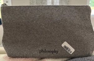 Brand New Philosophy Cosmetics Bag Gray Felt - Picture 1 of 4