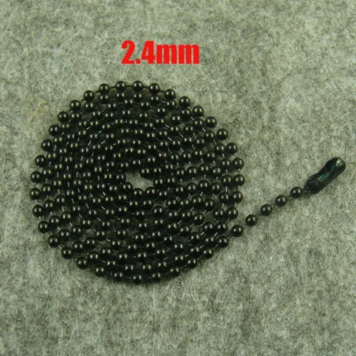 Colar antialérgico titânio 26" 2,4mm preto corrente de contas de bola militar H303 - Imagem 1 de 4