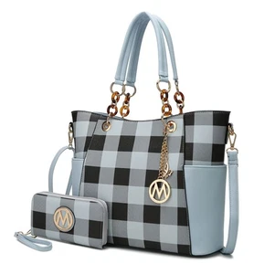 MKF Collection Bonita Checker Tote Handbag & Wallet Set Women by Mia K - Picture 1 of 89