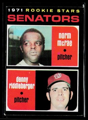 Senators 1971 Rookie Stars (Norm McRae / Denny Riddleberger) 1971 Topps #93 RC - Image 1 of 2
