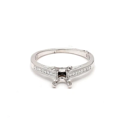 Tacori 0.48 Carat Princess Cut E VS1 Diamond 18 Karat White Gold Semi Mount Ring Foto 1 de 4
