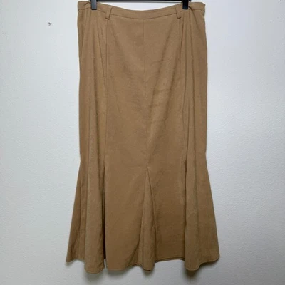 Falda midi de gamuza sintética de colección años 90 para mujer 10 bronceada plisada Academia Western Boho Equestr Foto 1 de 4