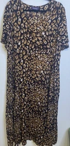 Roamans Animal Print Flatter Kurzarm Übergröße 1X 22/24 Maxi langes Kleid - Bild 1 von 5