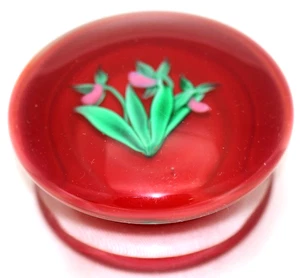 Ungewöhnlicher früher PAUL STANKARD Sockel mit Fuß ORCHIDEE Kunst Glas BRIEFBESCHWERER - Bild 1 von 10
