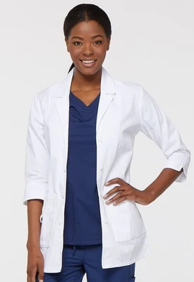 White Dickies Scrubs Professiona Whites 3/4 Sleeve  30" Lab Coat 84402 DWHZ - Image 1 of 4
