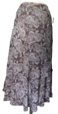 Falda Liz Claiborne Seda Capas Marrón Paisley Maxi Línea A Clásica Talla 16 Foto 1 de 4