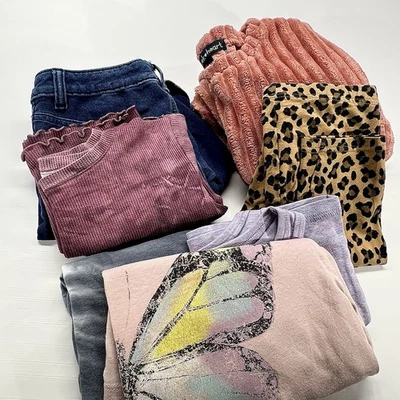 Girls Outfit Lot Size 10/12 Shorts Ts Tie Dye Sweater Leggings Pre-OWNED - Image 1 of 4