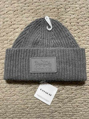 Nuevo COACH Clásico Acanalado Tonal Parche Puño Gorro-Gris Paloma Foto 1 de 2