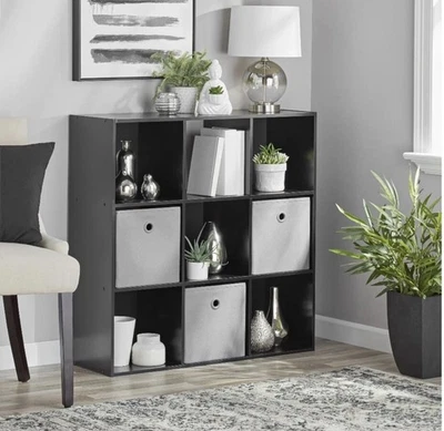 Organizador de armazenamento 9 cubos preto IKEA como prateleiras modernas de estante de meados do século NOVO - Imagem 1 de 4