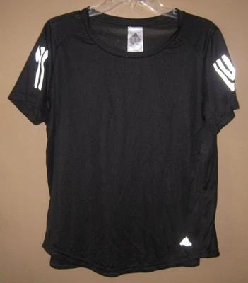 Camisa de manga corta Adidas Aeroready para mujer negra de 3 rayas de malla de poliéster 1X Foto 1 de 4