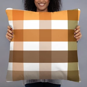 New Autumn Striped Pillow Beige Rust Fall Colors 3 Size Fall Season Decor Pillow - Picture 1 of 17