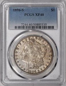 1896-S Morgan Silver Dollar $1 PCGS XF40 - 100% Original! - Picture 1 of 5
