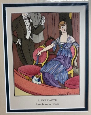 Oct 1913 Gazette du Bon Ton No12 Maurice Taquoy L’ENTR’ACTE Pochoir - Image 1 of 4