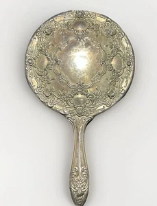 Espejo de mano tocador plateado antiguo - Imagen 1 de 5