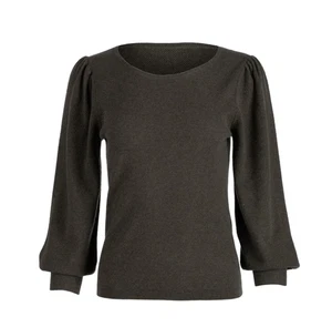 Charlotte Brody Ruched Sweater Womens Small Olive Green Wool Cashmere Crew Neck - Picture 1 of 10