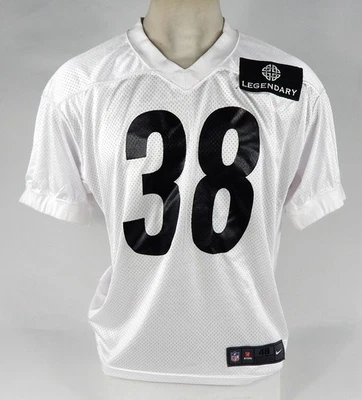 Camiseta de práctica blanca emitida por el juego Pittsburgh Steelers #38 2013 parche legendario 6 Foto 1 de 4