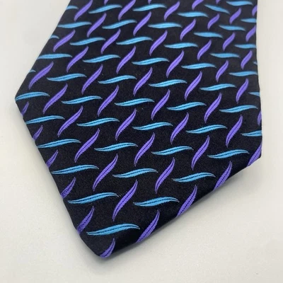 Vtg Richard James of Savile Row Woven Silk Blue Purple Geometric Tie England 90s - Image 1 of 4