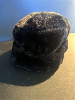 Sombrero Cloche Vintage Negro Imitación Piel Puños Ala Talla Única Súper Suave Foto 1 de 4
