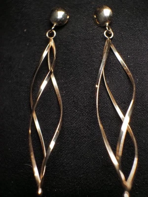14K Yellow Gold Elegant Swirl Dangle Earrings - Image 1 of 3