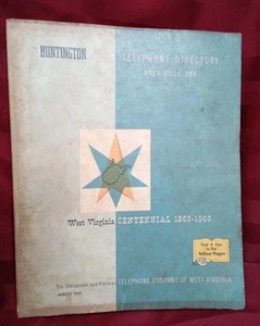 1962 Huntington WV Telephone Directory Centennial 1863 - 1963 - Picture 1 of 6
