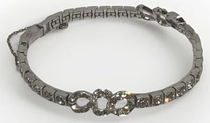 Stunning Vintage Signed Otis Sterling Art Deco Clear Rhinestone Tennis Bracelet - Picture 1 of 14