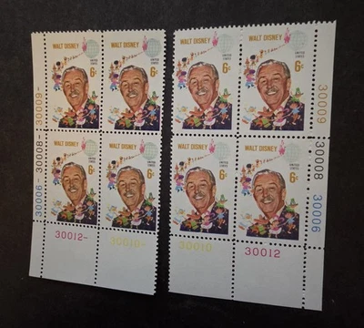 US Scott 1355 Walt Disney Plate Block Stamp Lot  MNH OG Mint 1968  T17510 - Image 1 of 2