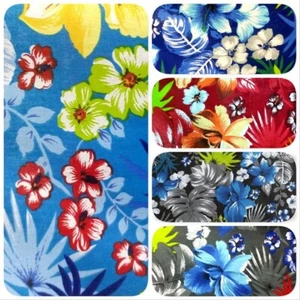HAWAIIAN PRINT LUAU FLORAL POLY COTTON FABRIC 60" BY THE YARD HAWAII - Picture 1 of 23