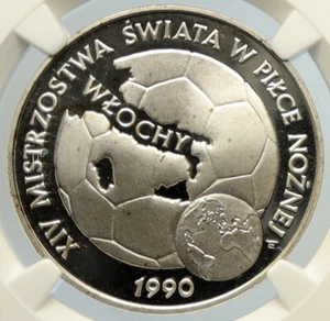 1989 POLAND World Cup FIFA Soccer Silver Proof 20,000 Zlotych Coin NGC i105609 - Picture 1 of 5