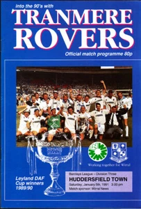 1990/91 TRANMERE ROVERS V HUDDERSFIELD TOWN 05-01-1991 DIVISION 3 - Picture 1 of 1