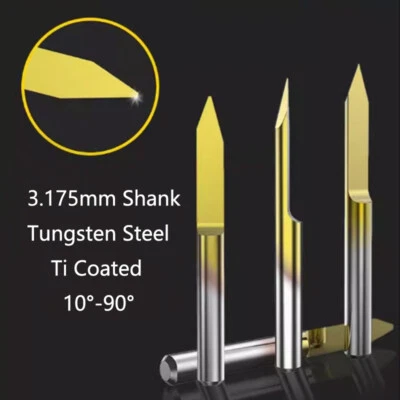 Ti Coated Flat Bottom Carving Knife Milling Cutter 10°-90° CNC Engraving V Shape - Image 1 of 4