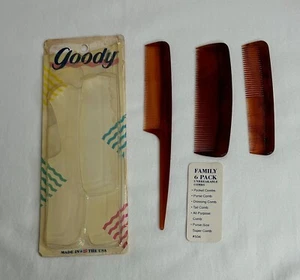 3 New Vintage Goody Unbreakable Hair Combs 1989, 5 in Comb, Tail Comb, 5 in Comb - Picture 1 of 10