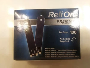 Tiras reactivas de glucosa en sangre ReliOn Premier 100 unidades, 26/01 +, envío gratuito - Imagen 1 de 2