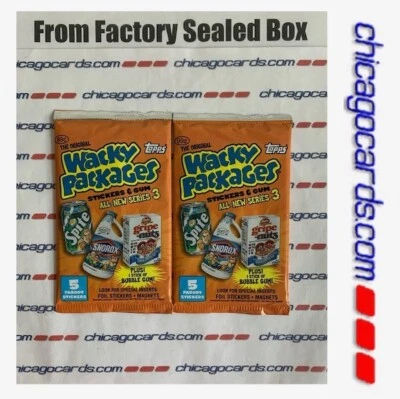 2x Lot 2006 Topps Wacky Packages Series-3 Pack 5 Sticker Cards Look4 Foil Magnet - Image 1 of 4