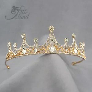 Princess Wedding Crystal Rhinestone Tiara Crown Bridal Party Pageant Gold 00269 - Picture 1 of 7