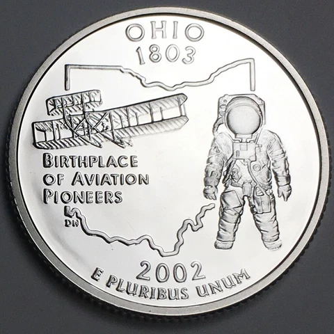2002-S Ohio Silver Proof State Quarter 90% Silver (UNC) KM#332a - SQ17SS Cover
