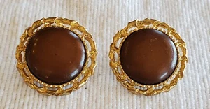 Carol Dauplaise Ohrringe Vintage Clip goldfarben signiert - Bild 1 von 3