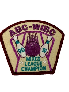 ABC-WIBC Bowling Mixed League Champion 90-91 Vintage Sports Patch - Picture 1 of 2