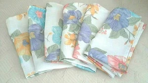 Lightweight Soft Pastel Print Napkins Set Of 6 18" x 18" Syn Fold Hems NEW NT - Picture 1 of 4
