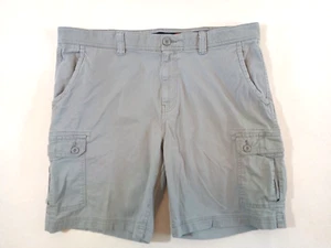 St. John's Bay Comfort Stretch Cargo Shorts 42 Gray Flat Front Cotton Blend - Picture 1 of 9